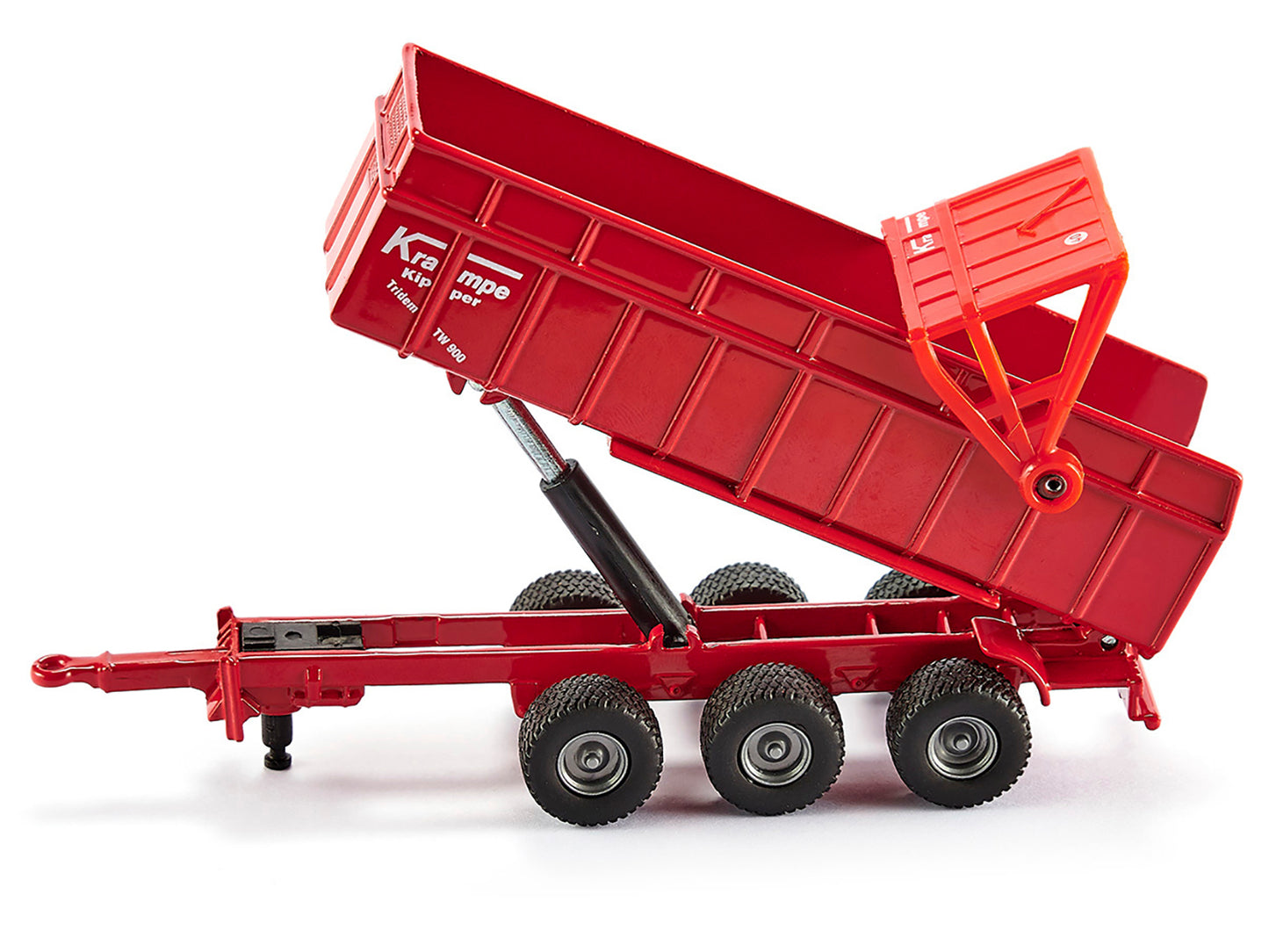 Massey Ferguson 8480 Dyna VT Tractor Red with Silver Top and Krampe Dump Trailer Red 1/87 (HO) Diecast Models by Siku-DiecastModeler.com