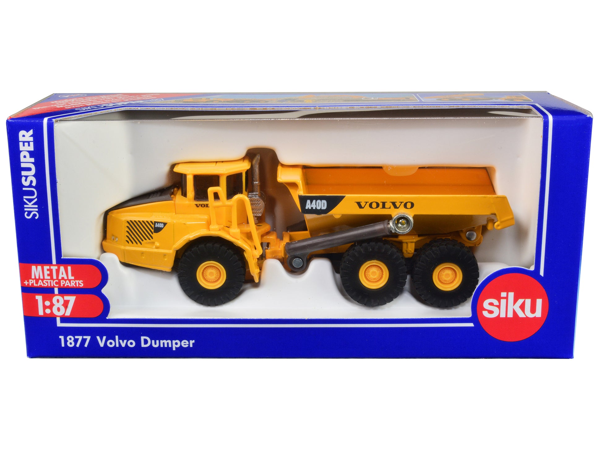 Volvo A40D Dump Truck Yellow 1/87 (HO) Diecast Model by Siku-DiecastModeler.com