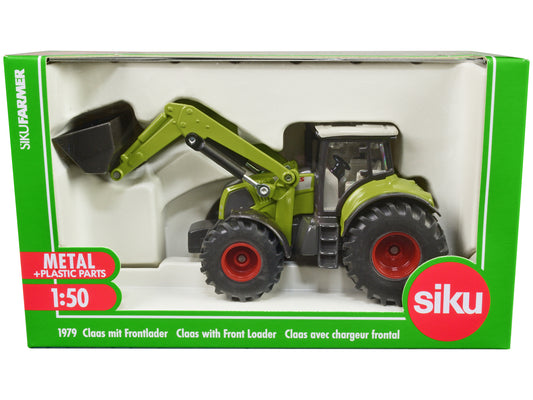Claas Axion 850 Tractor with Front Loader Green with Gray Top 1/50 Diecast Model by Siku-DiecastModeler.com