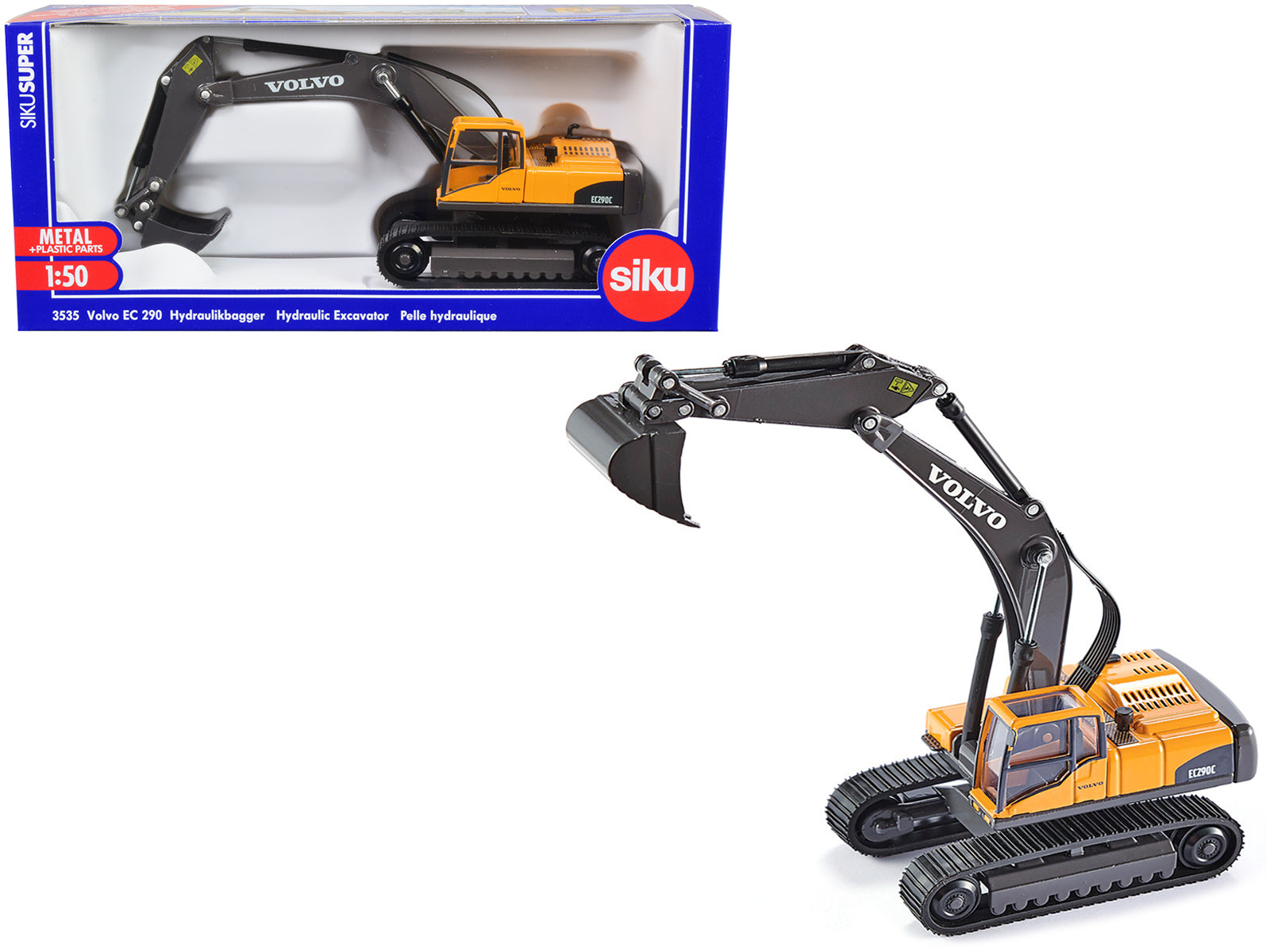 Volvo EC290 Hydraulic Excavator Yellow 1/50 Diecast Model by Siku-DiecastModeler.com