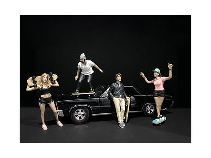 Skateboarders Figurines 4 piece Set for 1/24 Scale Models by American Diorama-DiecastModeler.com