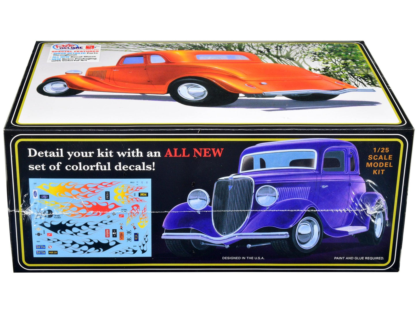 Skill 2 Model Kit 1934 Ford Street Rod 5-Window Coupe 1/25 Scale Model by AMT-DiecastModeler.com