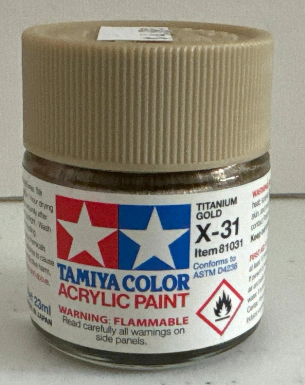 Tamiya Acrylic X-31 Titanium Gold 3/4 oz Paint Jar 81031-DiecastModeler.com