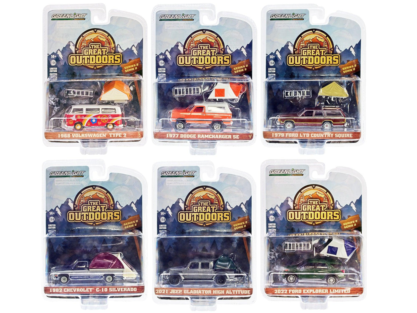 "The Great Outdoors" Set of 6 pieces Series 2 1/64 Diecast Model Cars by Greenlight-DiecastModeler.com