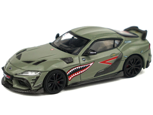 Toyota Supra "DarwinPro 66G NWB" Green with Shark Mouth Graphics 1/64 Diecast Model Car by Pop Race-DiecastModeler.com