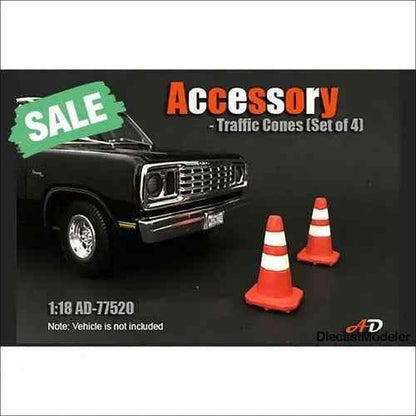 Traffic Cones ( scale, Orange/White) 1:18-DiecastModeler.com