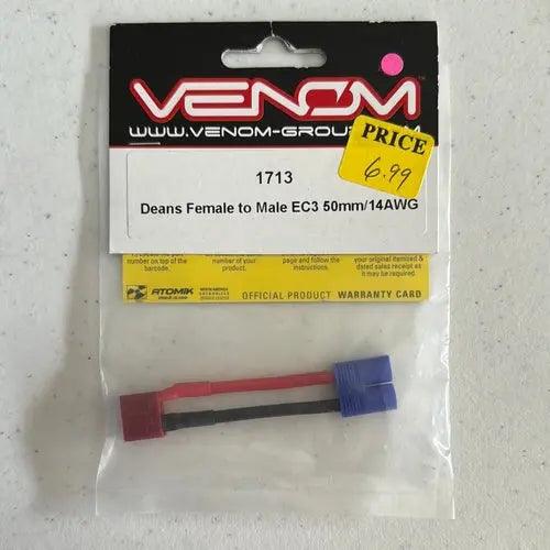 Venom Deans Female to Male EC3 50mm/14AWG-DiecastModeler.com