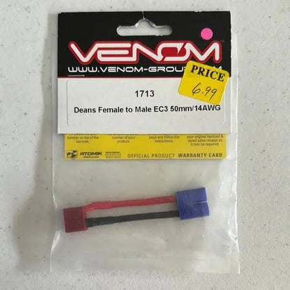 Venom Deans Female to Male EC3 50mm/14AWG-DiecastModeler.com