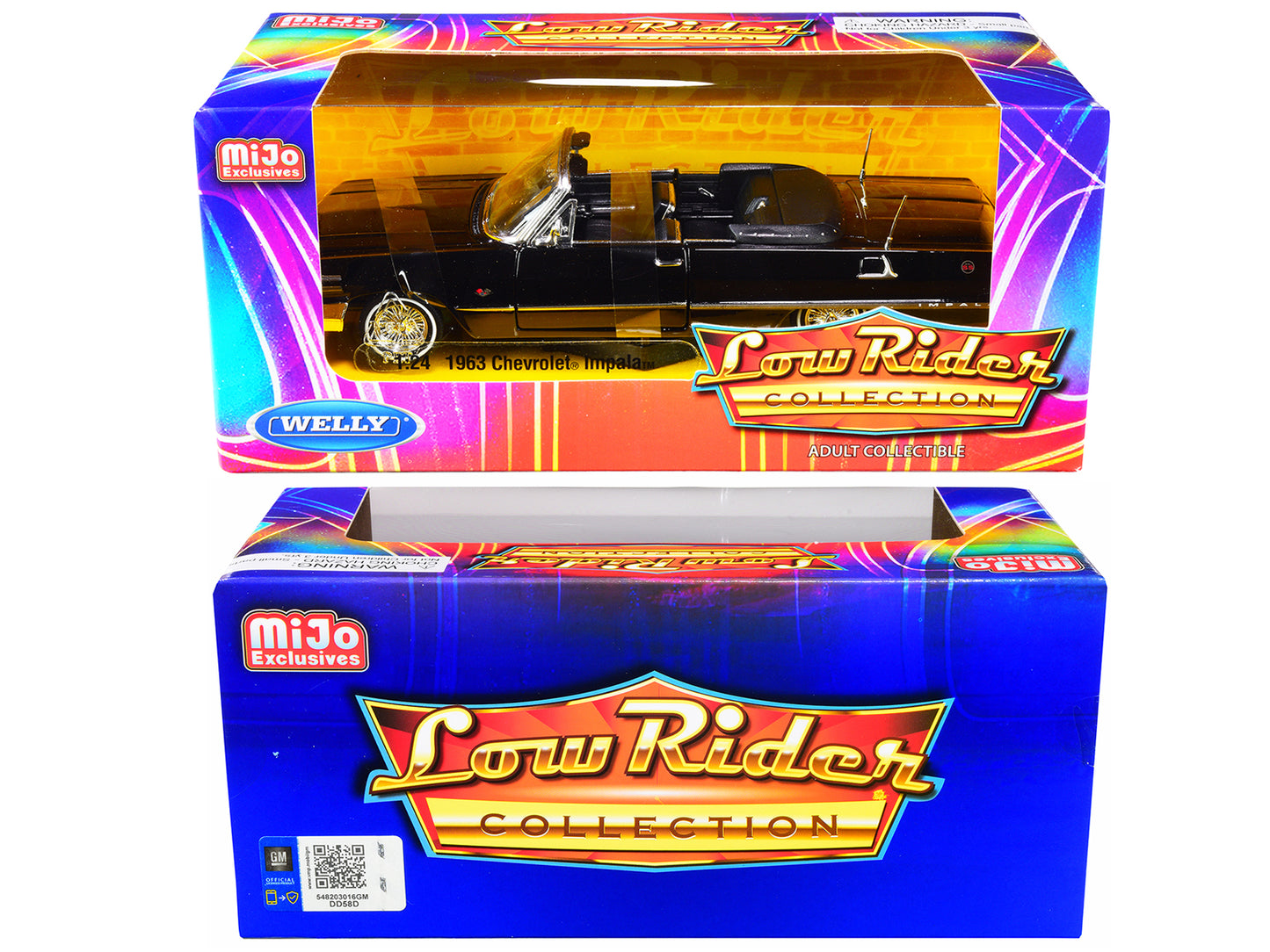 1963 Chevrolet Impala SS Convertible Black "Low Rider Collection" 1/24 Diecast Model Car by Welly-DiecastModeler.com