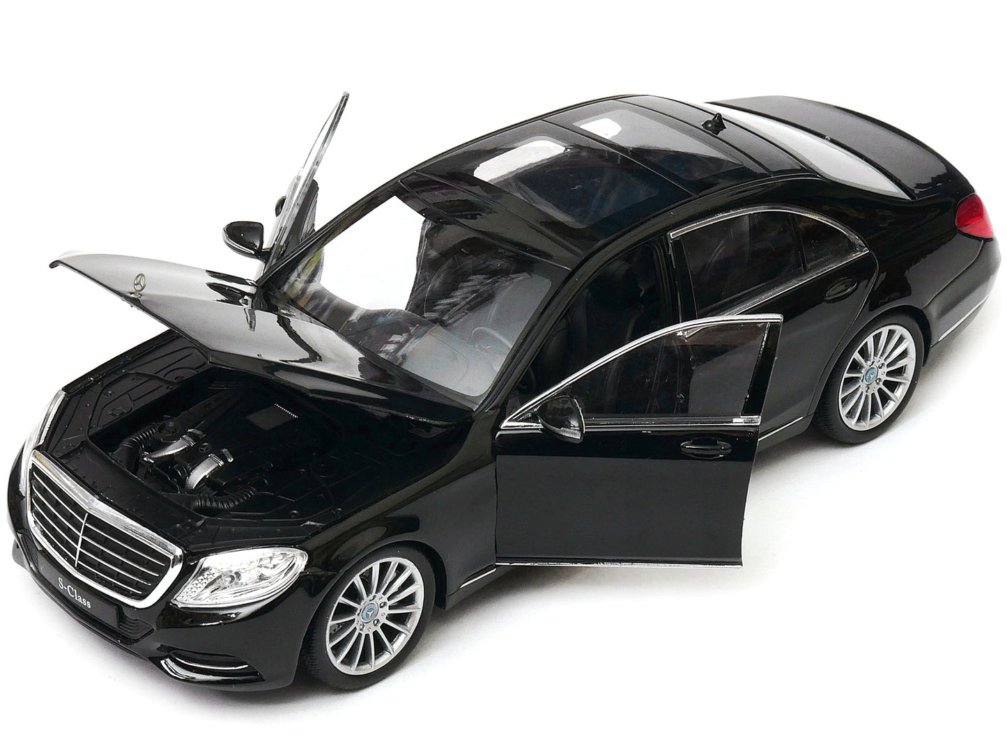Mercedes Benz S Class with Sunroof Black "NEX Models" 1/24 Diecast Model Car by Welly-DiecastModeler.com