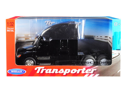 Freightliner Cascadia Truck Black "Transporter" 1/32 Diecast Model by Welly-DiecastModeler.com