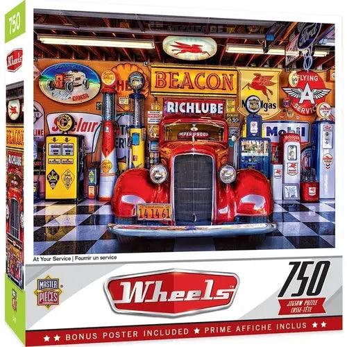 WHEELS AT YOUR SERVICE - 750 PIECE JIGSAW PUZZLE BY LINDA BERMAN-DiecastModeler.com